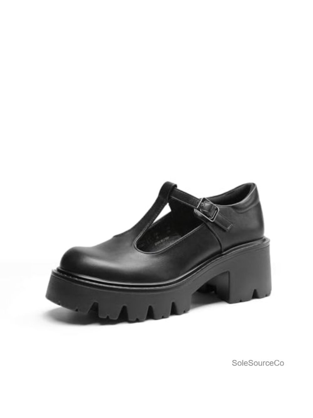 Women's T-Strap Mary Jane Pumps Faux Leather Platform Heels